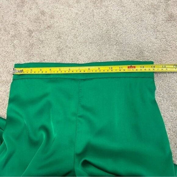 Rachel Zoe green satin effect flowy high waisted pull on trouser dress pants S - Picture 6 of 10